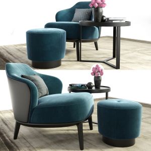 Leslie Armchair With Pouf And Table