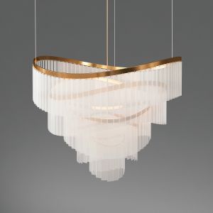 Round White Glass Chandelier