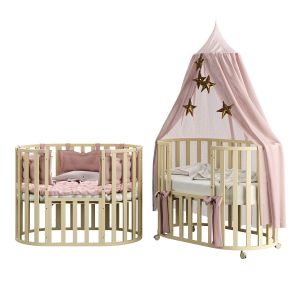 Oval Crib Letto Bambini Elegante Ivory