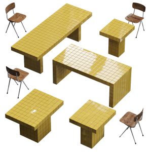 Lalume Chair And Tiled Tables