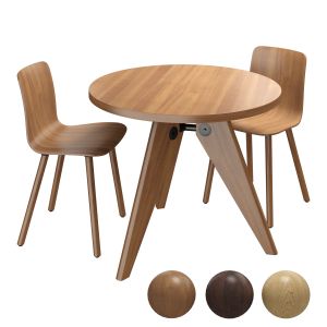 Vitra Gueridon Table & Vitra Hal Ply Wood Chair