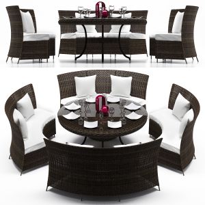 Rattan Round Table Set