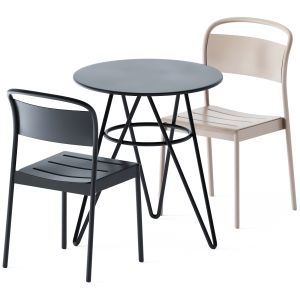 Self Table By Traba & Linear Steel Side Chair By M