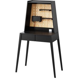 Atticus Small Kids Black Desk With Power & Hutch