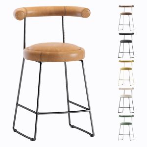 Coco Republic Cooper Kitchen Stool Velvet And Leat