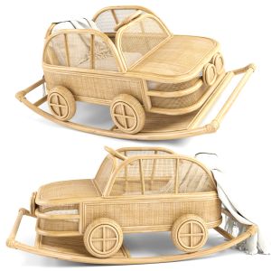 Kids Rattan Bmw Rocking Car