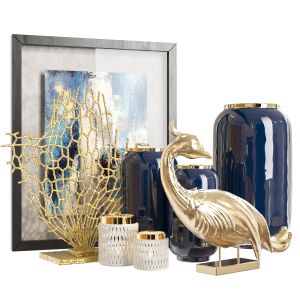 Decorative Set With Vases And Figurine