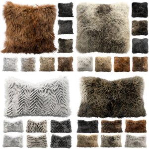 Collection of 38 fur pillows