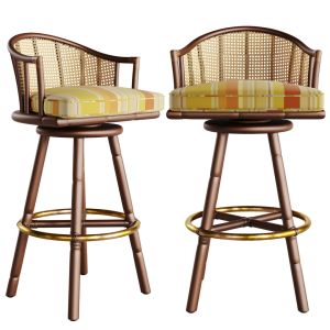 1st Dibs Mcguire Rattan Swivel Bar Height Stool