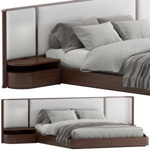 Milano Natural Walnut Wood Upholstered Queen Bed