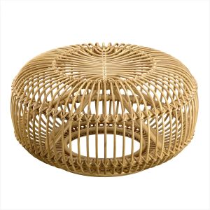 Wicker Rattan Pouf Italy 1950s