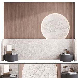 Bedroom Headboard With Plaster Wall Art