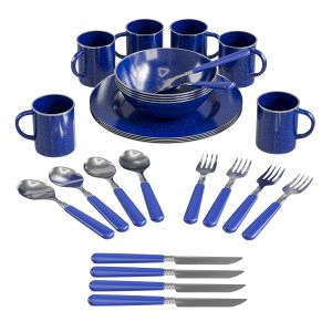 Stansport 24 Piece Enamel Camping Tableware Set