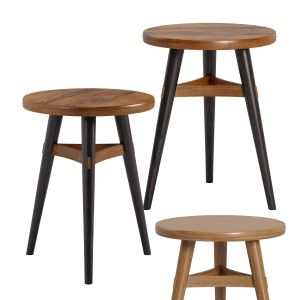 3 Leg Stool With Curved Stretchers - Chairs