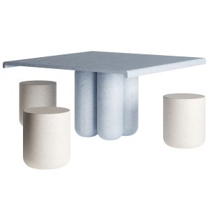 Giudecca Table Square & Zitella Stools By Cimento