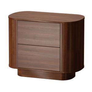 Panos Curved Acacia Wood Nightstand