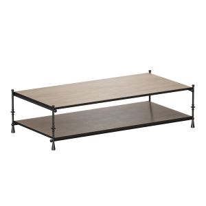 Estate Travertine Metal Rectangular Coffee Table