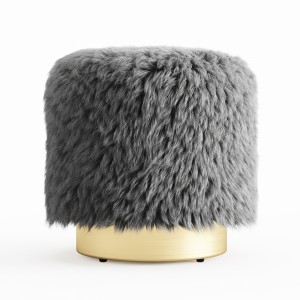 Fur Round Pouf