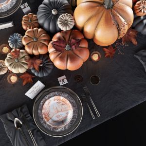 Golden Autumn Table Set 3d Model