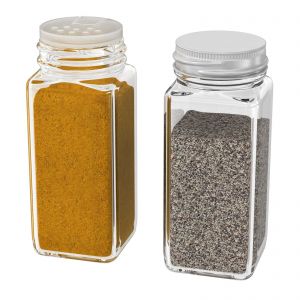 Clear Square Spice Jar With Kari And Pepper