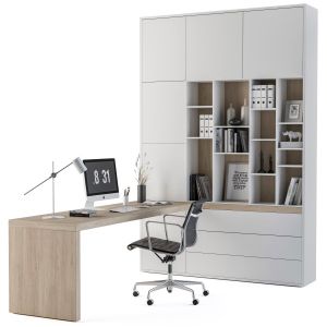 Workplace L Type Desk And Wardrobe