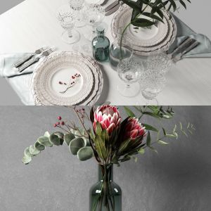 Casa de Perrin Table Set with Protea Flowers