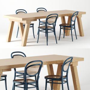 Trestle Table Dining Set