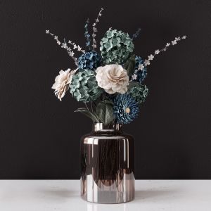 Decor Bouquet Of Flowers In A Glass Vase