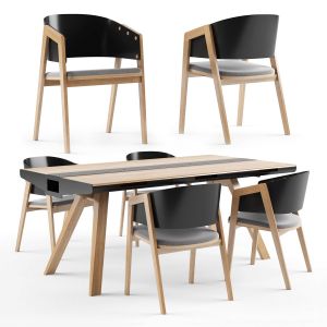 Vox Nature Dining Table With Vox Uni Chair Black