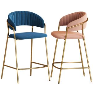 Modrest Brandy Modern Blue Fabric Bar Stool