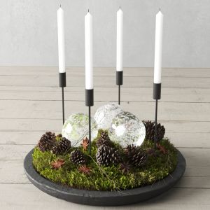 Christmas Decor With Pine Cones And Candles