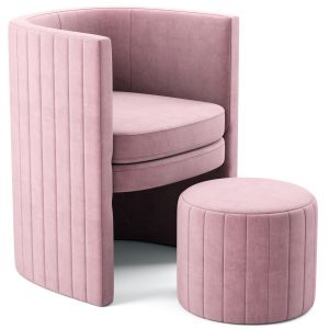 Selena Velvet Accent Chair And Ottoman Set