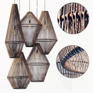 Lamp Wood Rattan Wicker Cone N2