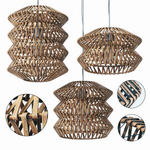 Lamp Wood Rattan Wicker Zigzag