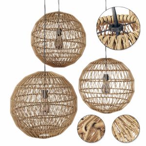 Lamp Wood Rotang Wicker Sphere