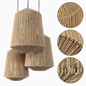 Lamp Wood Rotang Wicker Barrel