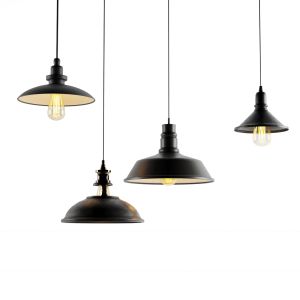 4 Black Cast Industrial Chandeliers