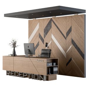 Reception Desk And Wall Decor - Set 06