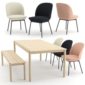 Oslo Chair + Linear Wood Table + Bench By Muuto