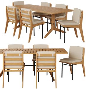 Kinney Teak Outdoor Dining Table & Side Chair