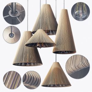 Lamp Wood Rattan Wicker Cone N5