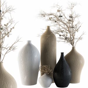 Decorative Set Vases And Dry Branch - Set 44