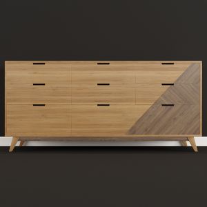 Chest Of Drawers Made Of Wood With A Chevron Patte