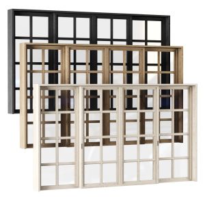 Rectangle Wooden Windows With Doors_v3