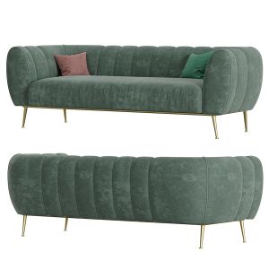 Modern Green Velvet Upholstered Sofa 3