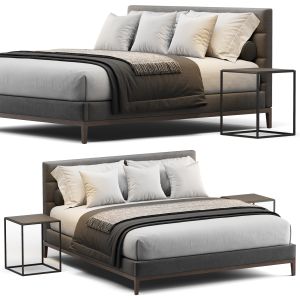 Italia Fabric Horizontal Bed - Oak Base