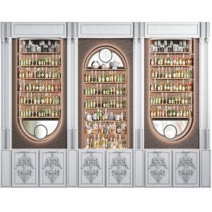 Rack In Classic Style With Alcohol In A Restaurant