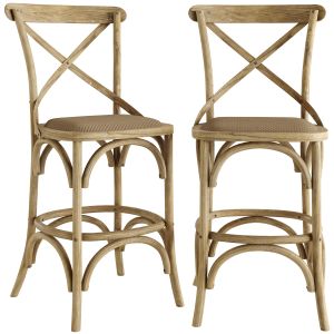 Syena Gray Wood And Rattan Counter Stool