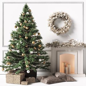 Christmas Tree With A Fireplace Corona Render