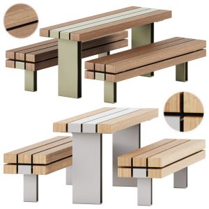 Kong Outdoor Sectional Bench And Table By Vestre